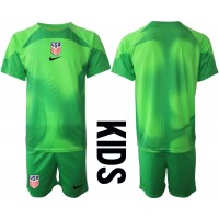 Camisa de time de futebol Estados Unidos Goleiro Replicas 2º Equipamento Infantil Mundo 2022 Manga Curta (+ Calças curtas)